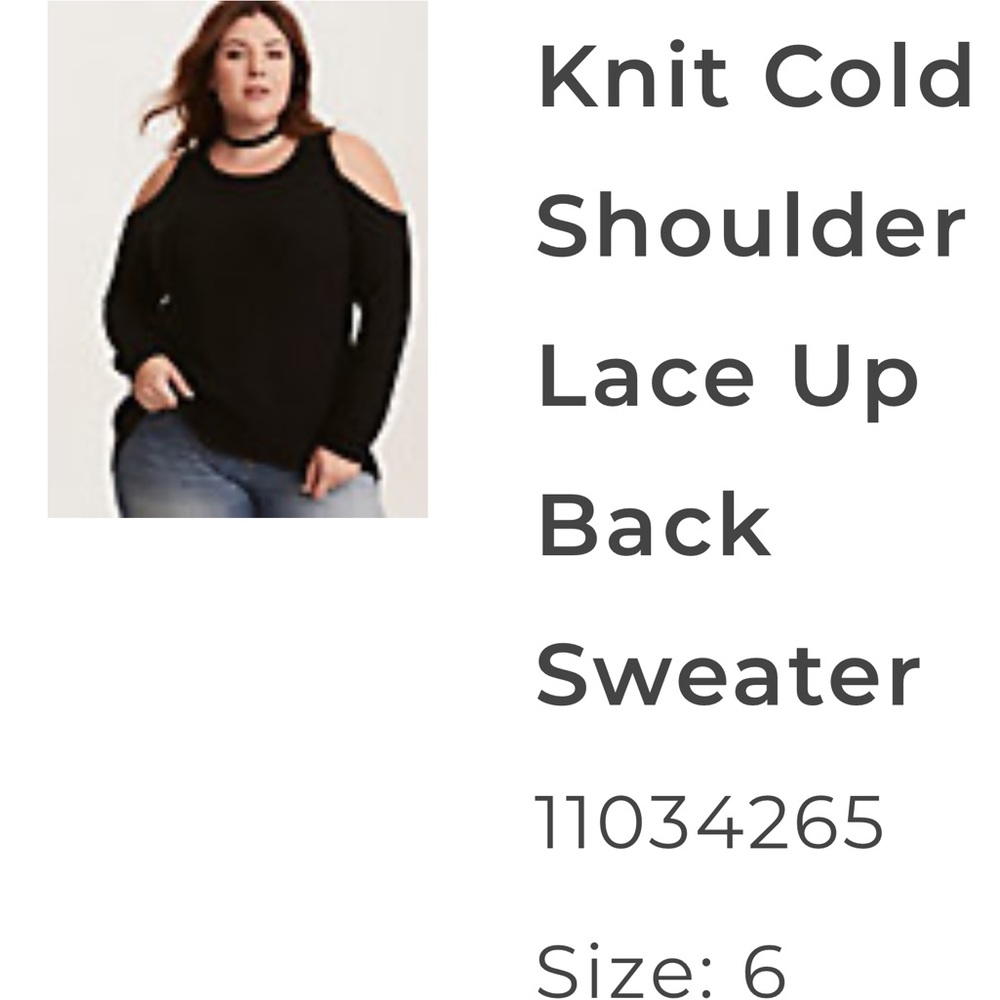 Plus size Knit Cold Shoulder Lace up sweater